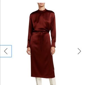 Vince Silk Charmeuse Long Sleeve Wrap Dress